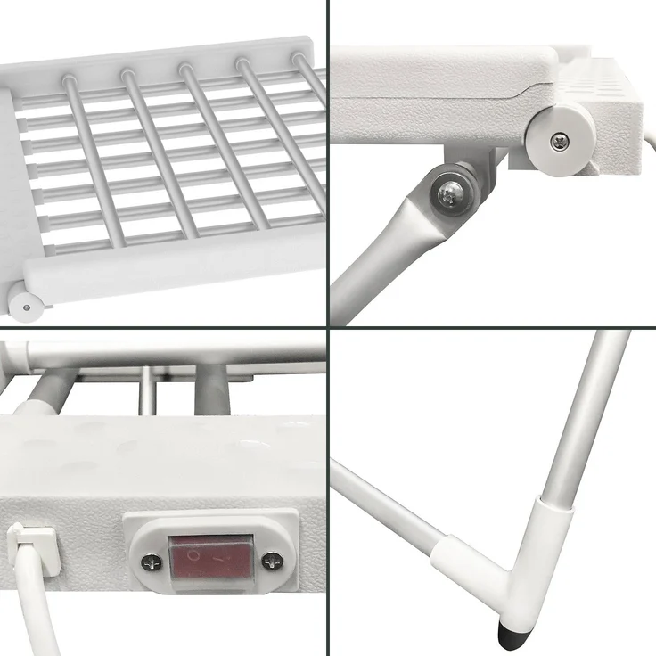 Todeco - Elektrischer Wäschetrockner, zusammenklappbar, für den Innenbereich – Maße zusammengeklappt: 113 x 53 x 7 cm – Material: Aluminiumlegierung – klassisch, weiß – Bild 5