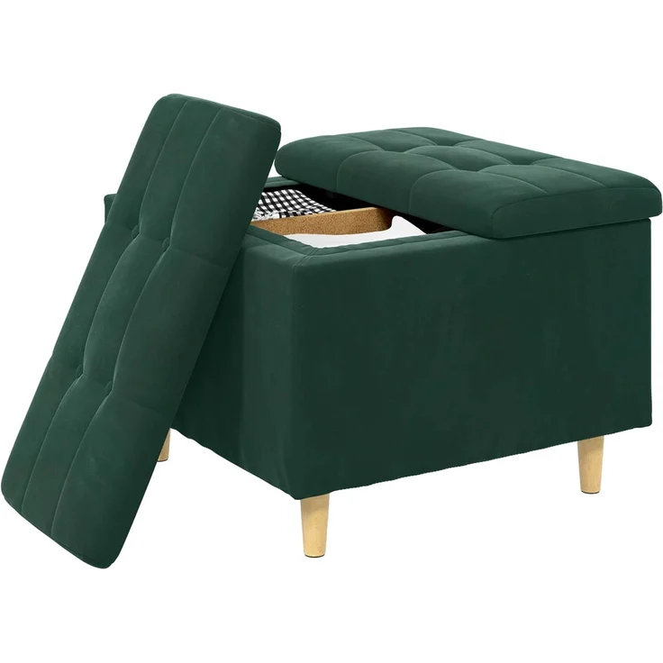 vidaXL Ottoman mit Stauraum Dunkelgrün 60 x 60 x 45 cm Samt 876827 – Bild 3