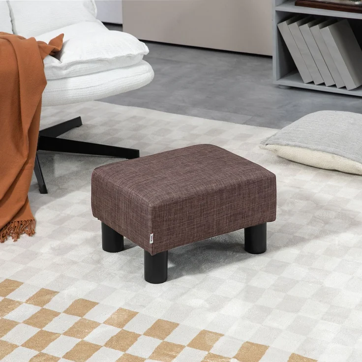 Hocker mit Stoffbezug in Leinenoptik, bis 110 kg, braun, 40 x 30 x 24cm--Braun--40x30x24cm--YOUDENOVA – Bild 3