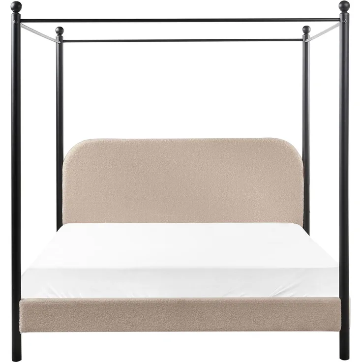 Himmelbett Bouclé DANNEMOIS 160 x 200 cm Taupe