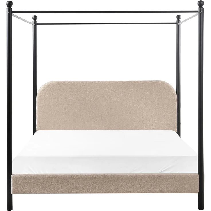 Himmelbett Bouclé DANNEMOIS 160 x 200 cm Taupe – Bild 1