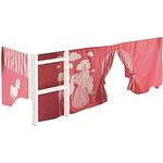 Vorhang Prinzessin 3-teilig 100% Baumwolle Stoffvorhang inkl Klettband für Hochbett rosa pink Kinderzimmer Spielbett Etagenbett Stockbett Kind