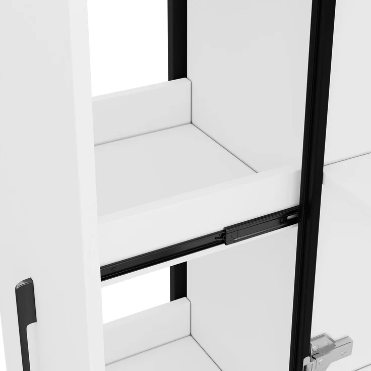 ZUBALIYA Vitrinenschrank 70×38×160 cm mit Ausziehregal – Doppelglas-Standvitrine LED,Glasvitrine & Aufbewahrung, multifunktionaler Hochschrank für Wohnzimmer, Esszimmer, Küche – Bild 13