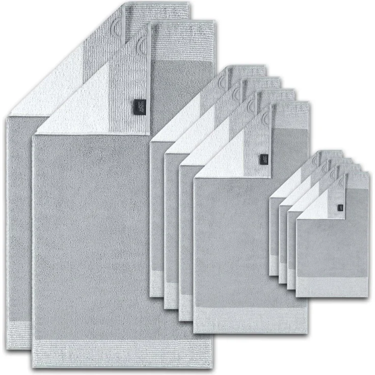 CAWÖ Handtuch Set, 10-tlg. - C Two-Tone, 2x Duschtuch, 4x Handtuch, 4x Gästetuch Platin Set
