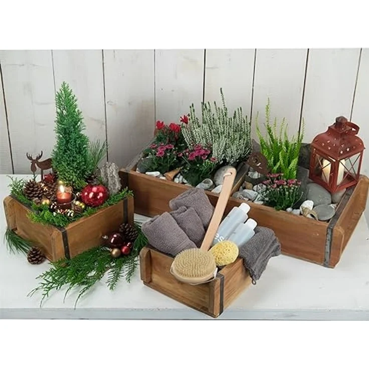 Kisten-Set Bricks III 3-teilig Mahagoni Massivholz, 2 verschiedene Größen, Ziegelform naturfarben – Bild 6