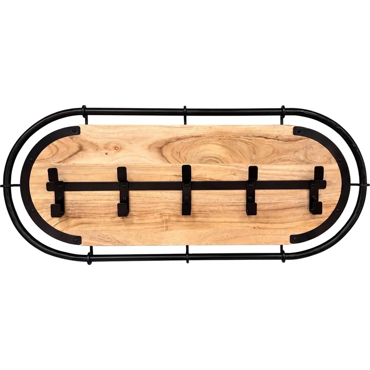 FineBuy Wandgarderobe Akazie Massivholz - Modernes Garderobenpaneel Hängegarderobe mit Haken - Garderobenleiste Flurgarderobe Massiv Handmade – Bild 1