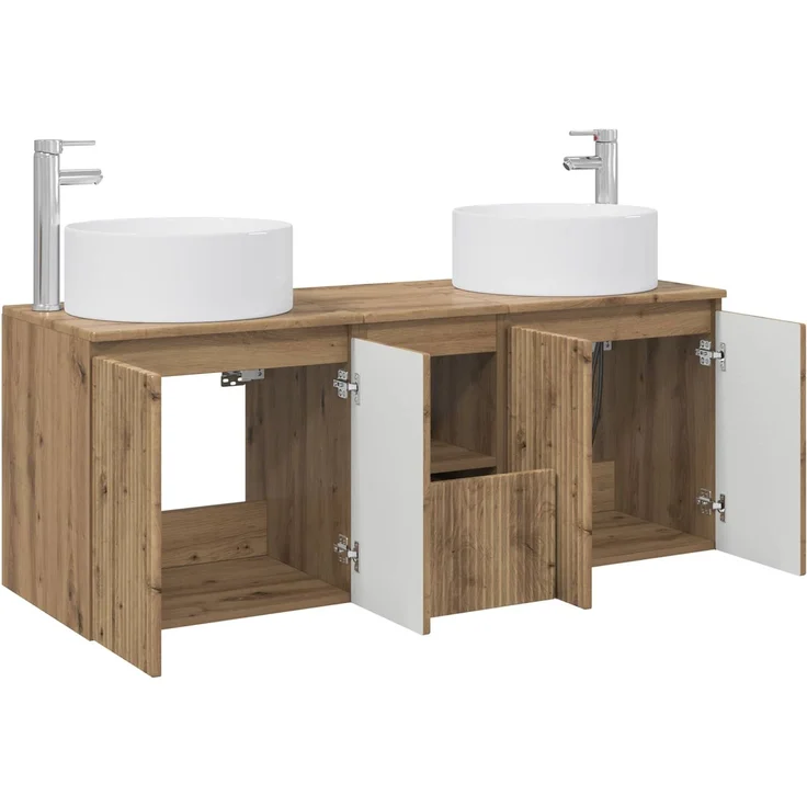 vidaXL Badezimmerschrank-Set 3 stk. Artisan-Eiche 129 x 44,5 x 80 cm 3405746 – Bild 4