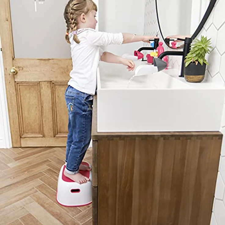 Prince Lionheart Step Stool | Tritthocker | Anti-Rutsch-Ober- und Unterseite | Leicht zu reinigen | Handgriffe | Vielseitig | Aufbewahrung | Badezimmer Booster | Handwaschbecken - Rose – Bild 7