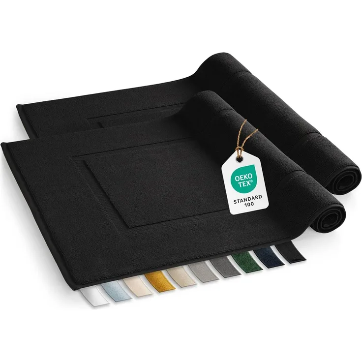 Blumtal Badematte Premium Badezimmerteppich Terry - schnell trocknend & strapazierfähig, 100% Baumwolle, 50x80 cm, Oeko-Tex zertifiziert, Baumwolle, Rechteckig, 2 teilig