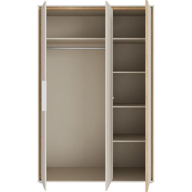 Drehtürenschrank >WEXLIN< 5 Böden, 1 Stange, Sand / Mauvella Eiche - 126,3x193,7x60cm (BxHxT) – Bild 3