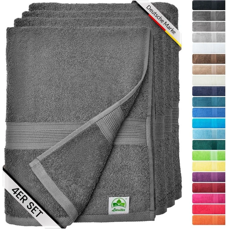 leevitex® Handtücher 4er-Set, 50 × 100 cm, aus 100% Baumwolle, Frottee (Set, 4-St), OEKO-TEX® STANDARD 100 zertifiziert und hochwertig verarbeitet – Bild 1