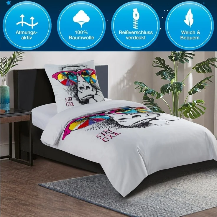 Sanilo Bettwäsche Stay Cool 135x200 cm, Bettbezug und Kissenbezug, Baumwolle, 4 teilig – Bild 3