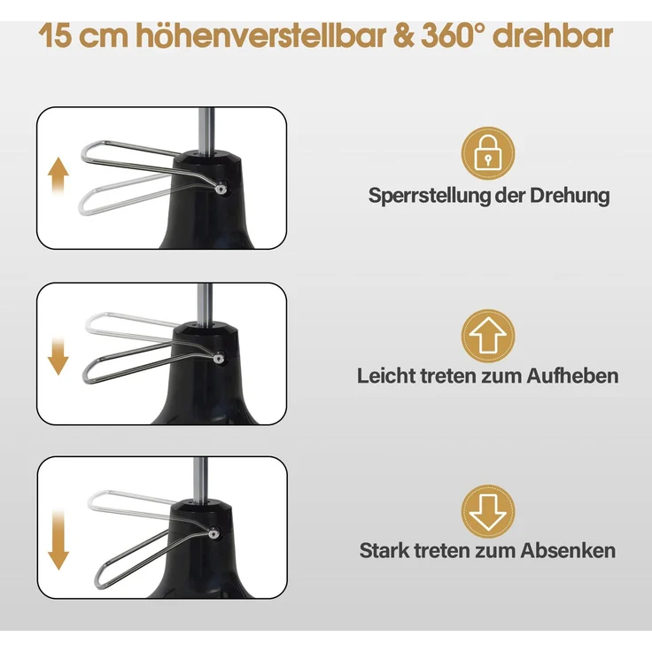 BarberPub Friseurstuhl mit Kopfstütze Kippbar, Friseureinrichtung mit Hydraulikpumpe 360° Drehbar, Höhenverstellbarer Bedienungsstuhl mit Vintage Stil, Kunstleder, 2933GD-F (Gold-Schwarz) – Bild 6