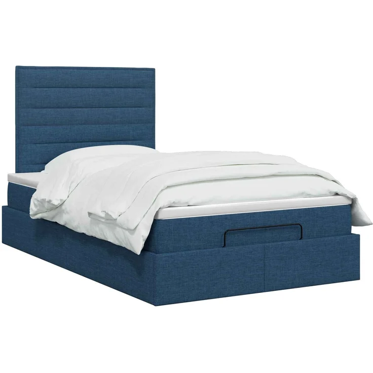 vidaXL Ottoman Bett mit Matratze mit Kopfteil Blau 120 x 190 cm Stoff 3457396 – Bild 3