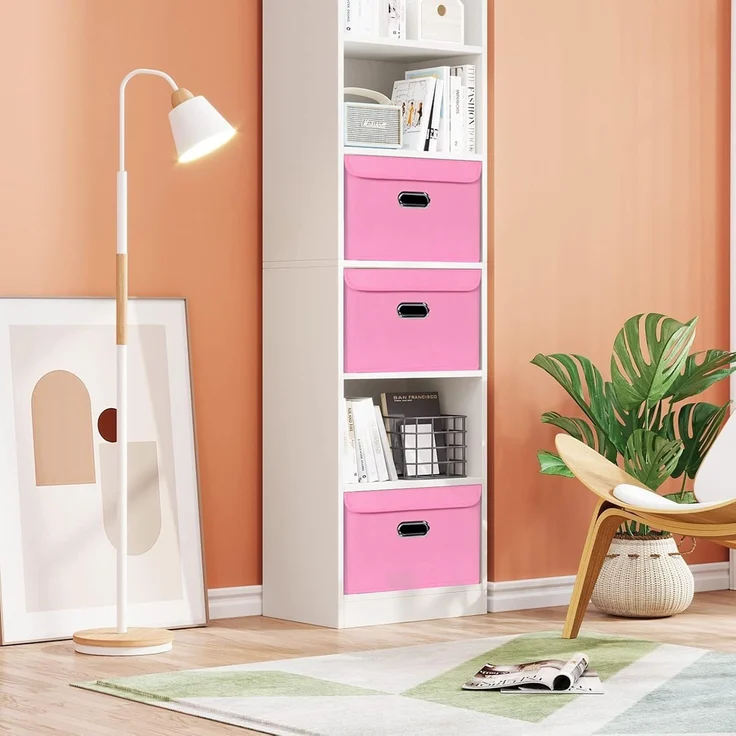 ABC Faltbare Aufbewahrungsbox aus Stoff mit Deckel und Metallgriff, 3er-Set, rosa – Bild 4