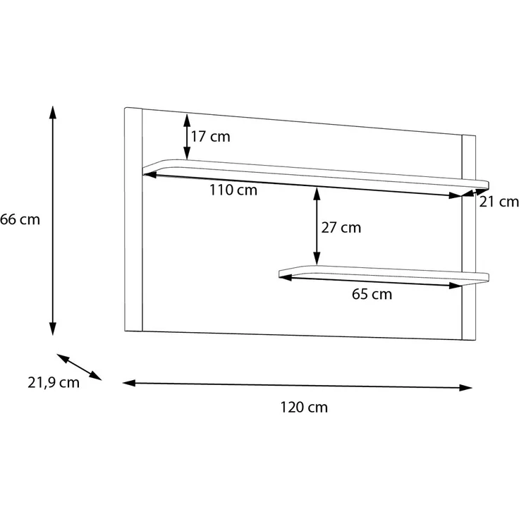 Wandboard >LACETTI< in Valencia Eiche Dekor / sandfarbig - 120x66x21,9cm (BxHxT) – Bild 5