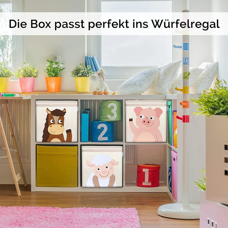 GLÜCKSWOLKE Aufbewahrungsbox Kinder - 15 Motive I Spielzeugkiste mit Deckel für Kinderzimmer (Größe 33x33x33), Boxen zur Aufbewahrung im Kallax Regal I Kiste für Spielzeug – Bild 3