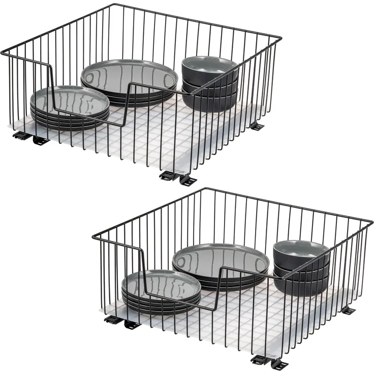bremermann Schrank-Korbauszug 2er 50 cm mit Einlegeboden, aus Metall, in Schwarz