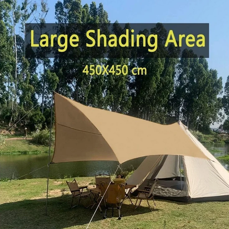 LuxusKollektion Campingstuhl Ultraleichtes Camping Tarp Zelt 4,5x4,5m Wasserdicht Multifunktional – Bild 4