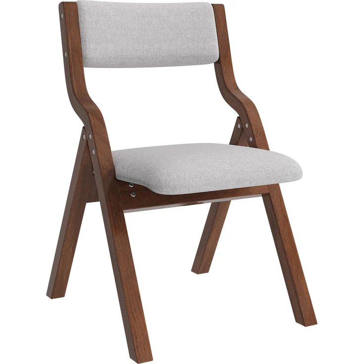 2 klappbare Esszimmerstühle, Esszimmerstühle aus Massivholz, bequem und atmungsaktiv, faltbar und verstaubar, geeignet für Esszimmer, Wohnzimmer, Café, moderner Stil, Leinen, Grau--Herde--55x49x81cm--YOUDENOVA – Bild 9