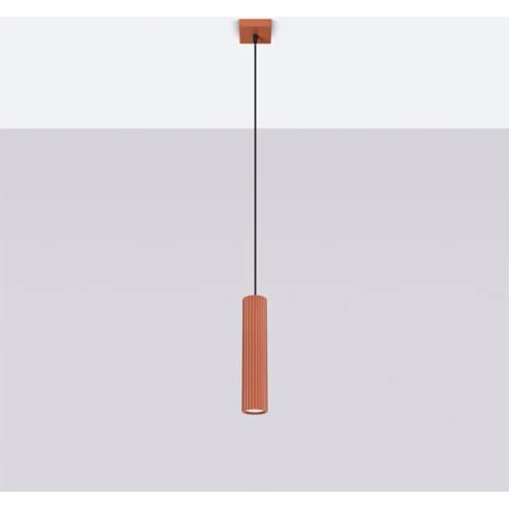 SOLLUX lighting Hängelampe Pendelleuchte Aluminium 1-flammig 8 x 8 x 118 cm Karbon Ockerrot, energieeffiziente Deckenlampe für Innenräume – Bild 2