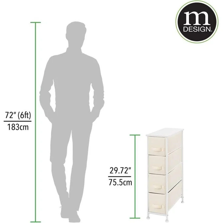 Stoffkommode Schrank Organizer 4 Fächer Aufbewahrungssystem mDesign creme/weiß – Bild 6
