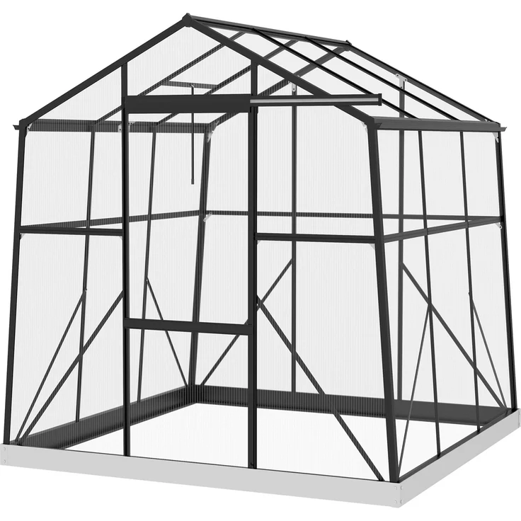 MELAYR, Gewächshaus Treibhaus Frühbeet, wetterbeständig, 192 x 192 x 203 cm, Schwarz – Bild 2