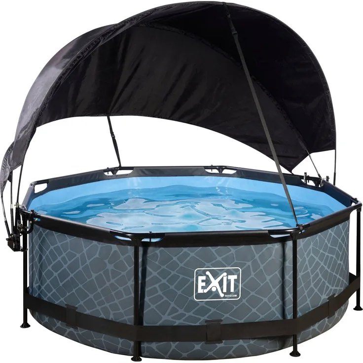 EXIT Framepool inkl. Sonnensegel (Set, 3-tlg), ØxH: 244x76 cm, mit Kartuschenfilterpumpe und Sonnensegel
