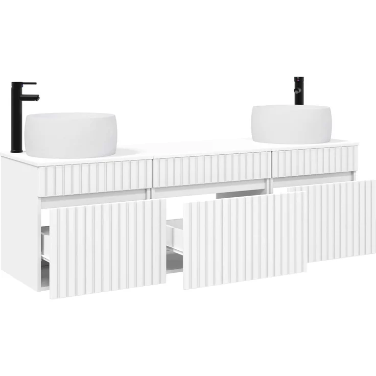 vidaXL Badezimmerschrank-Set 3 stk. Weiß 157 x 44,5 x 80 cm 3405767 – Bild 3