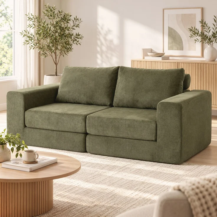 HOMCOM Schlafsofa, Polyester, Grün, 208 x 181 x 58 cm – Bild 8