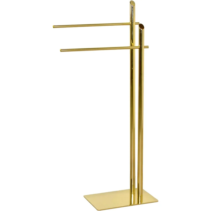 Handtuchhalter Stand freistehend 91 cm Messingoptik Gold – 2 Stangen + Bodenplatte – ohne Bohren – Bild 2