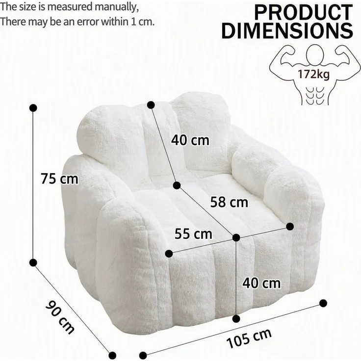 Sitzsack aus Plüsch, lotusförmiges Design & weiche Polsterung, 90×105×75 cm, Rosa – Bild 2