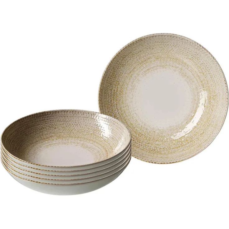 Presotto Suppenteller, Beige, Keramik, spülmaschinenfest, Ø 21 cm, 6er Set