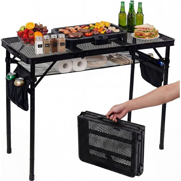 SEHAUSEU Campingtisch klappbar Klapptisch höhenverstellbarer Grilltisch