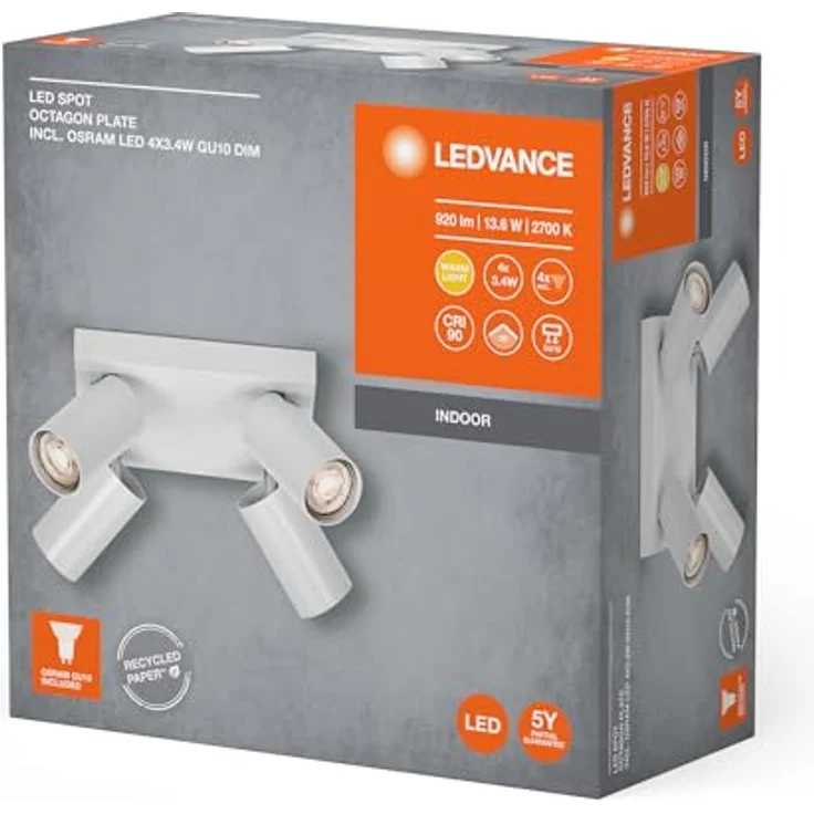 LEDVANCE LED-Spot Octagon GU10 Weißer Teller 4x3,4W 927 DIM – Bild 7