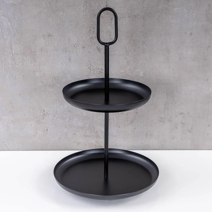 Levandeo® Etagere, Etagere 2 Ebenen H34cm Metall Schwarz Servierplatte Kuchenplatte – Bild 7