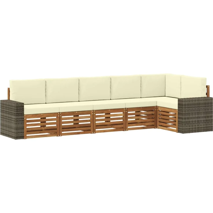 vidaXL Outdoor-Sofagarnitur 6 stk. 6-Sitzer Natur und Creme 3384426 – Bild 2
