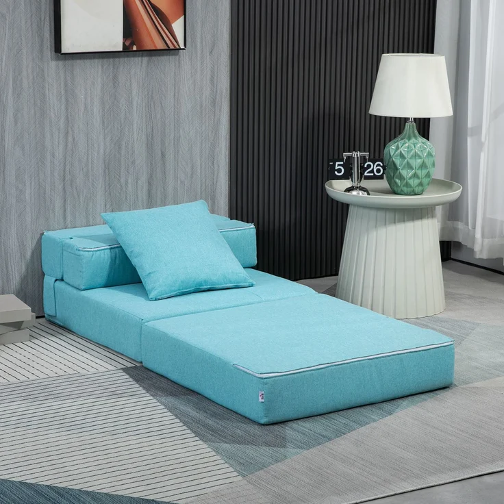 JARDJ Schlafsessel Relaxsessel Gästebett, abnehmbarer Bezug, 70 cm x 70 cm x 61 cm, Hellblau – Bild 4