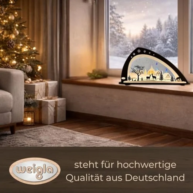 Weigla LED Schwibbogen Stille Nacht, Erzgebirge garantiert, aus Buchenholz & Acrylglas – Bild 6