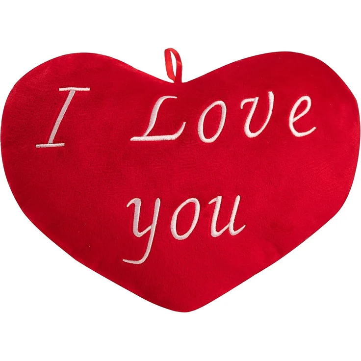Deuba Herzkissen I Love You Liebe 26cm flauschig weich gestickter Schriftzug Plüschherz Plüschkissen Kissen Kuschelkissen – Bild 1
