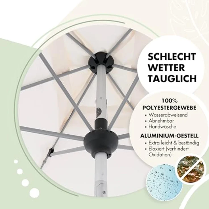 Doppler Sonnenschirm SL-AZ Auto Tilt 190x290 cm Hellgrau I Gartenschirm knickbar I Kurbelschirm mit UV-Schutz 80+ I Kurbelschirm aus Aluminium I regenabweisendes Polyester-Schirmdach – Bild 5