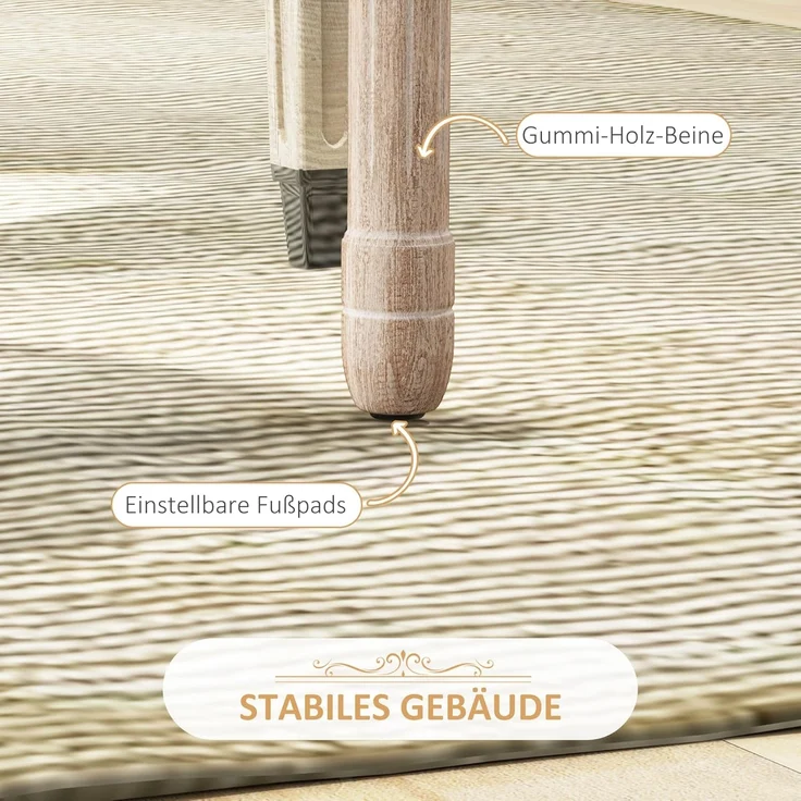 HOMCOM Esszimmerstuhl Küchenstuhl mit Rückenlehne, Polsterstuhl mit Leinenoptik (Essstuhl, 2 St), Wohnzimmer, Cremeweiß 48 x 57 x 96 cm – Bild 6