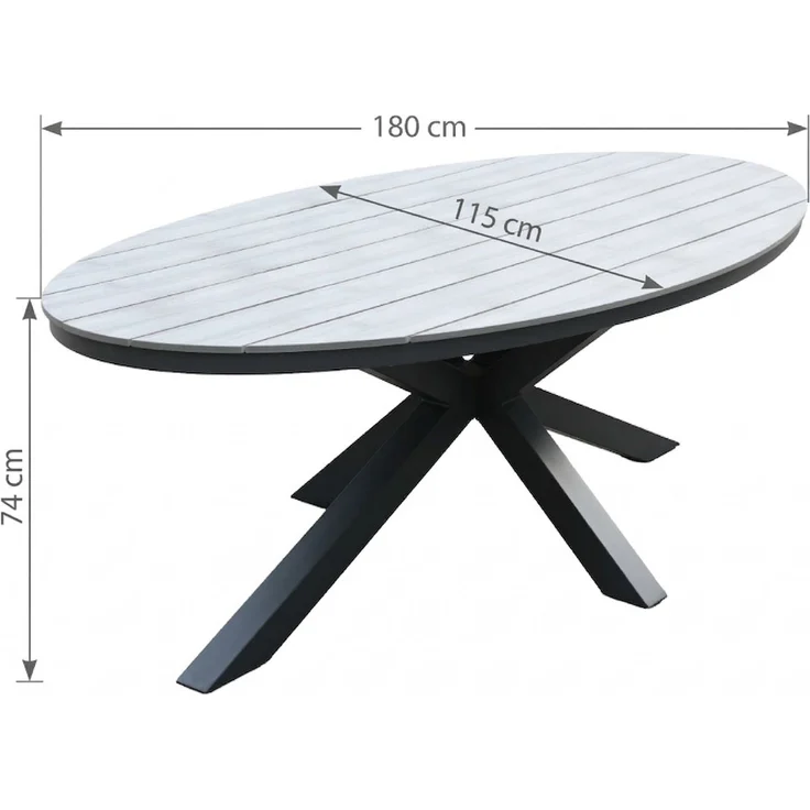 Gardissimo ARMATI Nonwood Alu-Gartentisch Gartenmöbel 180x115cm (oval) – Bild 9