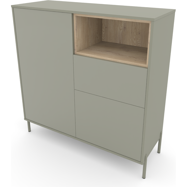 Highboard HYGGE mit 2 Türen, 1 Schublade, 1 offenes Fach, Salbei Grün