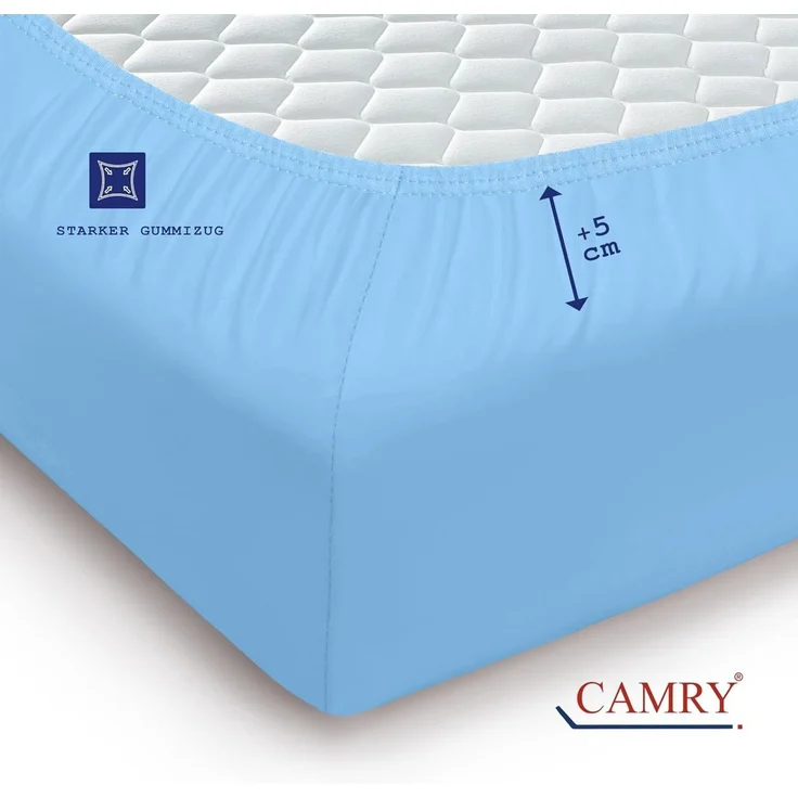 Camry Spannbettlaken CLASSIC Jersey 100% Baumwolle Spannbetttuch atmungsaktiv Gummizug, Jersey Baumwolle, Gummizug: rundum, 100% Baumwolle, alle Matratzenhöhen, atmungsaktiv, pflegeleicht – Bild 4
