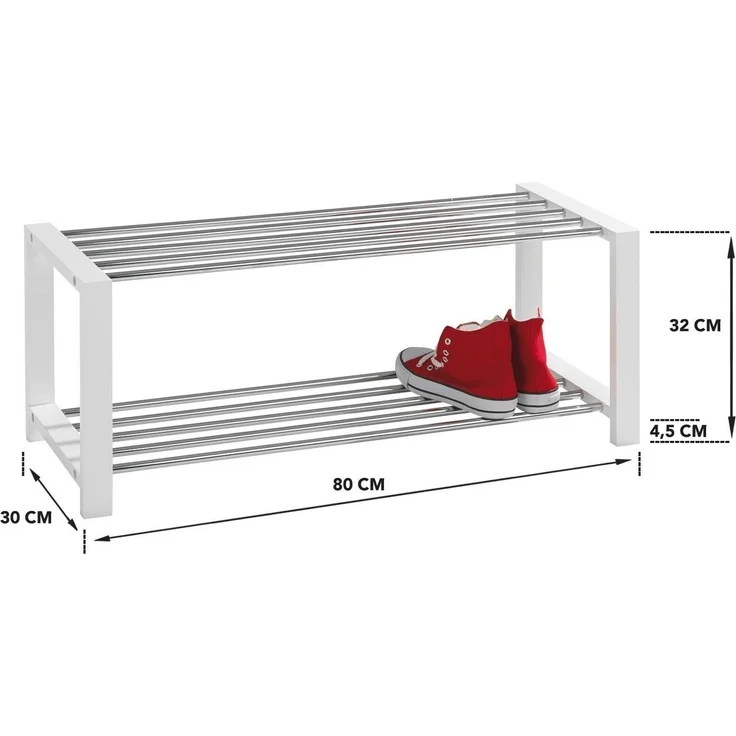 Home4You Schuhregal Breite 80 cm, Tiefe 30 cm, mit 2 Ablageflächen, für 8 Paar Schuhe – Bild 2