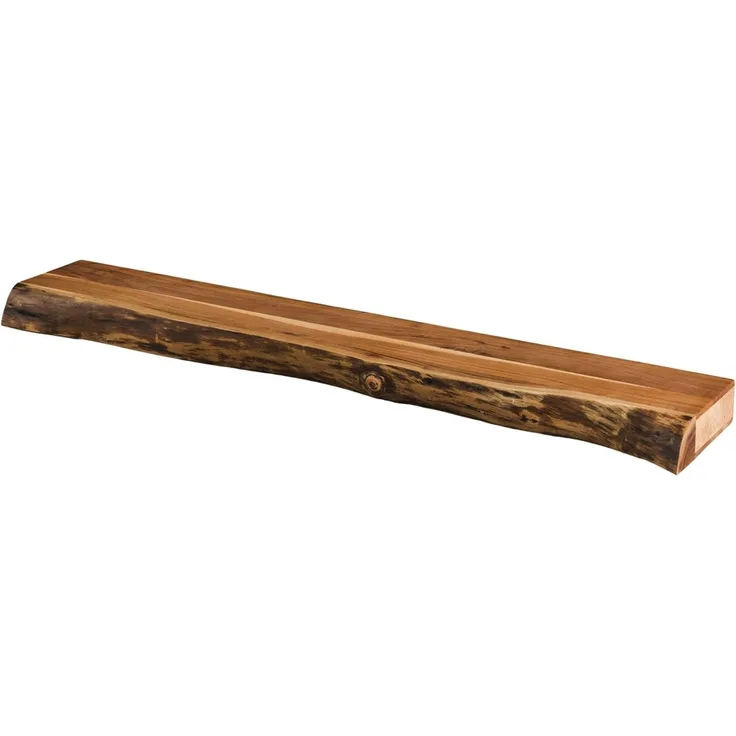 Wandregal Akazienholz massiv, modernes Design mit Baumkante, Natur, 150 cm breit