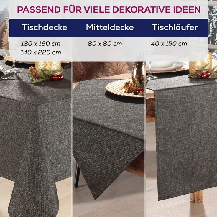 Beautex Tischdecke Lurex Tischdecke Weihnachten, Silber Gold glänzend, Weihnachtstisch (1-tlg) – Bild 2