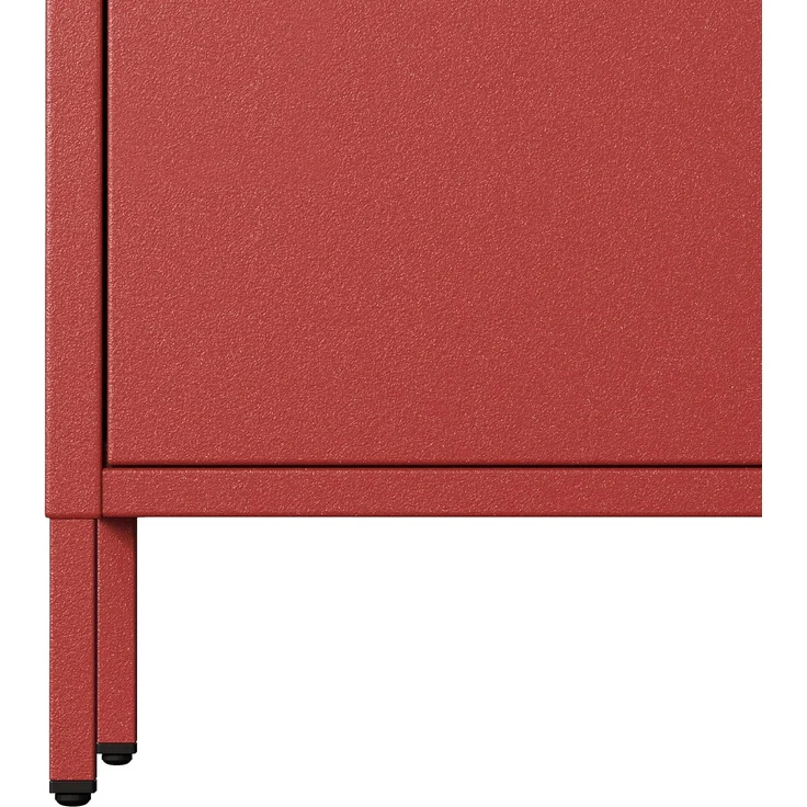 Jan Nowak Sideboard aus Metall, Kommode Glitzernd mit Doppeltür - VITO | Magnetverschluss, Verstellbare Einlegeböden | Highboard Wohnzimmer, Flur, Industriedesign | 80 x 101,5 x 40 cm | Rot – Bild 4