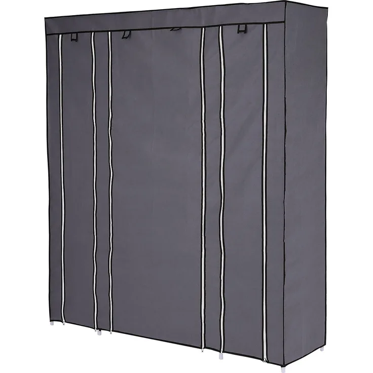 dibea Stoffschrank 175 x 150 x 45 cm (Kleiderschrank, Faltschrank), grau
